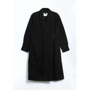 NEW MARGARET HOWELL women's collared wrap dress in off black